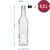 Flasche 500 ml Schlank, mit schwarzem Schraubverschluss, für Schnaps, 6 St. - 7 ['Flaschen mit Schraubverschlüssen', ' Flasche mit Schraubverschluss', ' Schnapsflasche', ' Schnapsflaschen', ' Saftflasche', ' Saftflaschen', ' Likörflasche', ' Likörflaschen', ' Alkoholflaschen', ' Alkoholflasche', ' schwarze Schraubverschlüsse', ' weiße Flasche', ' Schraubflasche', ' Schraubflaschen', ' Flaschen mit einer schlanken Form']