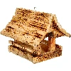 Hölzerner Futterhäuschen für Vögel, geflammt, Berghütte  - 1 ['Vogelhäuschen ', ' Futterhaus für Vögel', ' Fütterung von Vögeln', ' Futterhäuschen aus Holz', ' geflammtes Futterhäuschen']