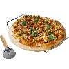 Pizzastein mit Griff und Messer, aus Cordierit, rund, 33 cm - 5 