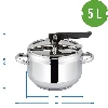 Schnellkochtopf 5L - 3 ['Druckkochtopf', ' Kochen im Schnellkochtopf', ' Topf aus rostfreiem Stahl', ' Induktions-Schnellkochtopf', ' Gerichte aus dem Schnellkochtopf']