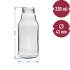 TO- Flasche für Saft 330 ml mit Schraubverschluss Ø 43 – 6 St. - 4 ['Flasche für Saft', ' Flasche 330 ml', ' Flasche für Pürees', ' Flasche für Sirup', ' Schraubverschluss mit Click', ' bunte Schraubverschlüsse', ' Set von Flaschen mit Schraubverschlüssen', ' für die Pasteurisierung']