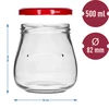 Twist-Off-Glas 500 ml „Umgedrehte Amphore“ mit burgunderrotem Schraubverschluss fi82/6 - 9 ['Glas', ' Glas Amphore', ' Glas 500 ml', ' Gläserset', ' Gläser aus Glas', ' Gläser für Einmachprodukte', ' Gläser für Kosmetika', ' Gläser 6 Stück', ' Glas aus Glas', ' Gläser für Marmeladen', ' Gläser für Konfitüren', ' Gläser für Einmachprodukte aus Fleisch', ' Gläser für Kosmetika']