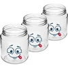 Twist-Off-Glas 580 ml mit Smiley-Aufdruck mit Schraubverschluss fi82/6 - 3 St. - 3 ['Gläser', ' Glas aus Glas', ' Gläser aus Glas', ' Glas mit Schraubverschluss', ' Glas mit Aufdruck', ' Glas für Mittagessen', ' Glas für Lebensmittel', ' Glas', ' Gläserset', ' Gläser fi 82', ' Gläser mit Schraubverschlüssen 6 Nocken', ' Gläser mit schwarzen Schraubverschlüssen', ' für Einmachprodukte']