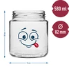 Twist-Off-Glas 580 ml mit Smiley-Aufdruck mit Schraubverschluss fi82/6 - 3 St. - 7 ['Gläser', ' Glas aus Glas', ' Gläser aus Glas', ' Glas mit Schraubverschluss', ' Glas mit Aufdruck', ' Glas für Mittagessen', ' Glas für Lebensmittel', ' Glas', ' Gläserset', ' Gläser fi 82', ' Gläser mit Schraubverschlüssen 6 Nocken', ' Gläser mit schwarzen Schraubverschlüssen', ' für Einmachprodukte']