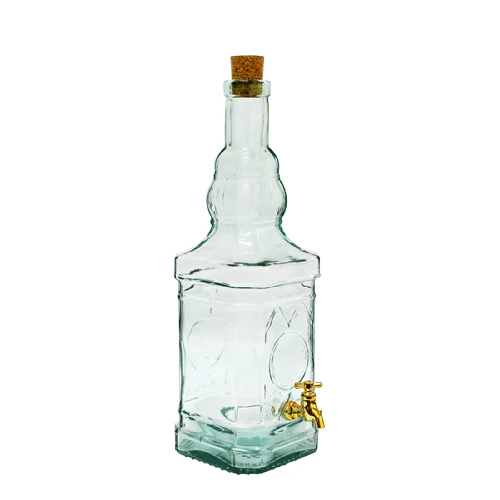 3 l Flasche mit Hahn TURM  - 1 ['Alkoholflasche', ' dekorative Alkoholflaschen', ' Glasflasche für Alkohol', ' Flaschen für Selbstgebrannten für die Hochzeitsfeier', ' Flasche für Likör']