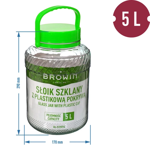 5 l Glas mit Zange - Schraubdeckel in Grün - 6 ['großes Glas', ' Glas für Einmachprodukte', ' für Milchsäuregärung', ' für Gurken', ' für Kraut', ' Glas für die industrielle Produktion', ' Glas mit Zange', ' Glas Zange', ' Gurkenzange']
