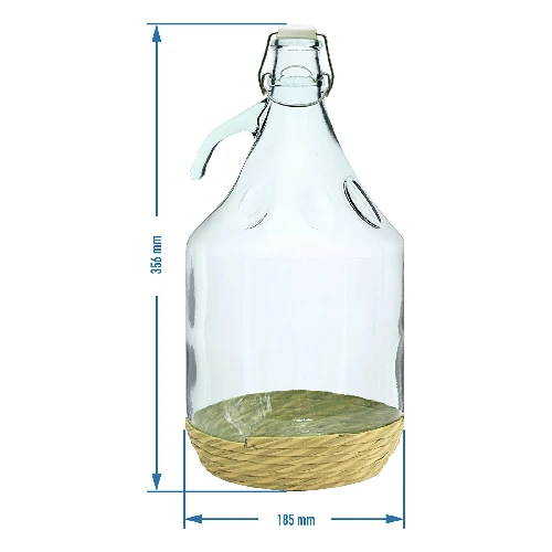 5-Liter-Korbflasche mit Schwingverschluss und umwickelt mit Weidenrattan "Dama" - 2 ['Weinballon', ' Ballon für Wein', ' Weinflasche', ' Flasche für Wein', ' Ballon für Wein 50 l', ' Ballon für Wein 50 l Castorama', ' Wein Ballon', ' Wein Ballon Castorama', ' Weinballon in Bast', ' Weinballon im Bastkorb ']