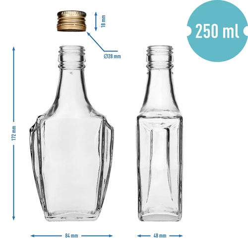 Art-Deco-Flasche 250 ml mit Verschluss - 6 ['Tinkturflasche', ' Tinkturflaschen', ' Alkoholflasche', ' dekorative Flaschen für Alkohol', ' Glasflasche für Alkohol', ' Mondscheinflaschen für eine Hochzeit', ' Tinkturflasche', ' dekorative Flaschen', ' Wodkaflasche', ' Wodkaflasche']