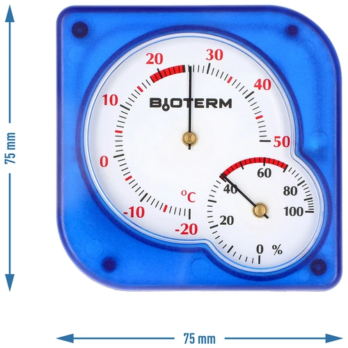 Bimetall-Thermometer mit Hygrometer (-20°C bis +50°C), blau - 4 ['Innenthermometer', ' Raumthermometer', ' Heimthermometer', ' Thermometer', ' Thermometer mit lesbarer Skala', ' Thermometer mit Hygrometer', ' Bimetall-Thermometer', ' Bimetall-Thermometer mit Hygrometer']