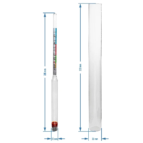 Das Alkoholmeter - 4 ['Alkoholmesser', ' Aräometer zum Messen von Alkohol', ' Alkoholindikator', ' für Destillate', ' für Wodka']