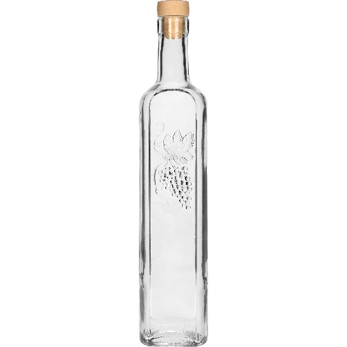 Dekorative Flasche 0,5 L mit Korken  - 1 ['Flasche für Likör', ' dekorative Flasche', ' Flasche mit Weintraube', ' Weinflasche', ' Flasche für Met', ' Flasche für Olivenöl', ' Flasche für Öl', ' Flasche mit Korken', ' Flasche 500 ml', ' Geschenkflasche']