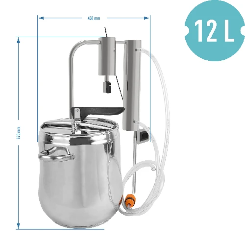 Destillator und Dampfkochtopf 2 in 1 12 L, Kühler +2x Absatzbecken - 8 ['Destillator', ' Destillator mit Dampfkochtopf', ' Dampfkochtopf', ' Destillator für', ' Destillation']