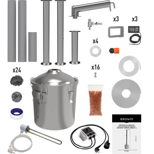 Destilliergerät Hawkstill Aabratek 1.0 Elektrisch, 30 L - 2 ['Destilliergerät Browin', ' modulare Destilliergeräte', ' 30-Liter-Destilliergerät', ' modulares Destillationssystem', ' Aabratek-Destilliergerät', ' innovatives Aabratek-System', ' Kopf mit herausnehmbarer Spirale', ' Aabratek mit herausnehmbarer Spirale', ' reines Destillat', ' Destillierset', ' gewölbter Deckel', ' Convex-Deckel', ' Destillierbehälter mit Deckel', ' bestes Destillierset', ' erweiterbares Destilliersystem', ' Destillation mit verschiedenen Wärmequellen', ' innovatives Destilliergerät', ' empfohlenes Destilliergerät']