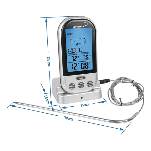 Digitales Lebensmittelthermometer (0°C bis 250°C) - 3 ['Temperatur', ' Thermometer fürs Braten', ' Thermometer für den Backofen', ' Backofenthermometer', ' Küchenthermometer', ' Thermometer fürs Kochen', ' Gastronomie-Thermometer', ' Thermometer fürs Grillen', ' Thermometer fürs Räuchern', ' Lebensmittelthermometer mit Sonde', ' Fleischthermometer', ' Thermometer mit Sonde', ' Küchenthermometer mit Sonde', ' Fleischsonde']