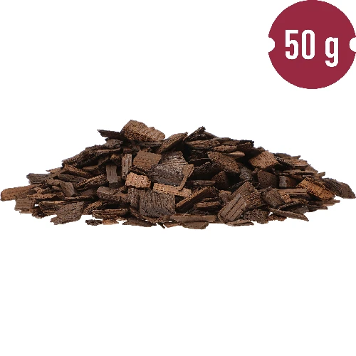 Eichenspäne stark geröstet, 50 g - 4 ['Eichenspäne', ' stark geröstete Eichenspäne', ' Eichenflocken', ' für Alkohol', ' Alkoholzusätze', ' Aromen', ' geröstete Eichenflocken', ' stark geröstete Eichenspäne', ' Weinaroma', ' Bieraroma', ' Alkoholaroma']