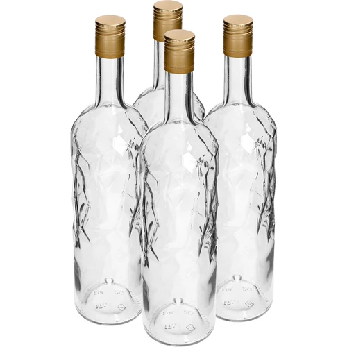 Eis-Flasche 1 L mit fi30/35-Schraubverschluss, 4 St.  - 1 ['Eis-Flasche', ' Eisflasche', ' Flasche 1L', ' Flaschen 1L', ' Set von 4 Flaschen', ' Flasche mit Rillen', ' Flasche für Likör', ' Flaschen für Likör', ' Flasche für Getränke', ' Flaschen für Getränke', ' Flaschen', ' dekorative Flaschen']