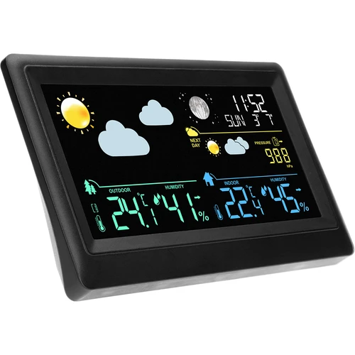 Elektronische Wetterstation - drahtlos, mit Sensor, schwarz - 3 ['drahtlose Wetterstation', ' Messung von Außen- und Innentemperatur', ' Feuchtigkeitsmessung', ' Wetterstation mit Kalender', ' Wetterstation mit Wecker', ' präzise Wetterstation', ' Wetterstation', ' elektronische Wetterstation', ' Universal-Wetterstation', ' perfektes Wettermessgerät', ' Temperaturkontrolle', ' Wetterfrosch', ' Feuchtigkeitssensor', ' Hygrometer', ' Barometer', ' Luftdruckmessung', ' Wetterfrosch', ' Mondphasen', ' Geschenkidee', ' Trends', ' Wetterstation mit Farbmonitor.']