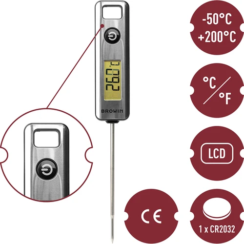 Elektronisches Kochthermometer, LCD (-50°C bis +200°C) - 5 ['Geschenk', ' Kochthermometer', ' Thermometer mit Sonde', ' Thermometersonde', ' LCD-Temperaturanzeige', ' elektronisches Kochthermometer']