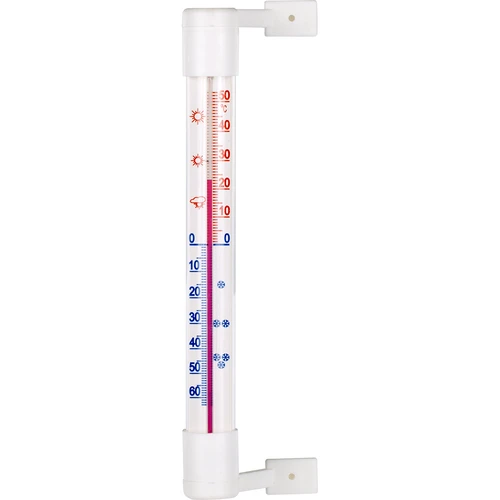 Fensterthermometer weiß (-50°C bis +50°C) 18cm  - 1 ['Außenthermometer', ' Thermometer', ' Fensterthermometer', ' Thermometer mit lesbarer Skala', ' Kunststoffthermometer', ' Thermometer für Fenster', ' Thermometer für Balkon', ' doppelseitiges Thermometer', ' selbstklebendes Thermometer']