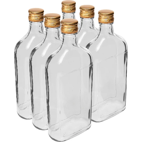 Flachmann-Flasche 500 ml mit Schraubverschluss, 6 St.  - 1 ['500 ml Flasche', ' Flakon', ' Tinkturflasche', ' Alkoholflasche', ' Halbliterflasche', ' Flaschenset']