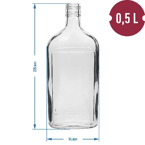 Flachmann-Flasche 500 ml mit Schraubverschluss, 6 St. - 11 ['500 ml Flasche', ' Flakon', ' Tinkturflasche', ' Alkoholflasche', ' Halbliterflasche', ' Flaschenset']