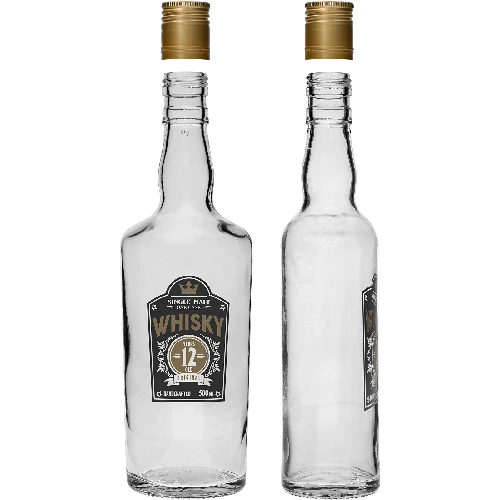 Flasche 0,5 L, mit Schraubverschluss, Aufdruck "Whisky" - 4 St. - 4 ['Flasche selbstgemachter Whiskey', ' Whiskeyflasche', ' Glasflasche mit Schraubverschluss', ' Flasche mit Schraubverschluss', ' Glasflasche 500 ml', ' Flasche 0', '5 L', ' Flaschen mit Aufdruck', ' Flasche mit Aufdruck']