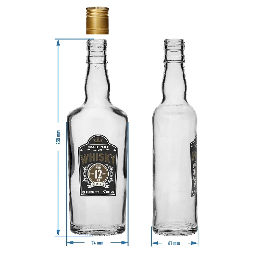 Flasche 0,5 L, mit Schraubverschluss, Aufdruck "Whisky" - 4 St. - 8 ['Flasche selbstgemachter Whiskey', ' Whiskeyflasche', ' Glasflasche mit Schraubverschluss', ' Flasche mit Schraubverschluss', ' Glasflasche 500 ml', ' Flasche 0', '5 L', ' Flaschen mit Aufdruck', ' Flasche mit Aufdruck']