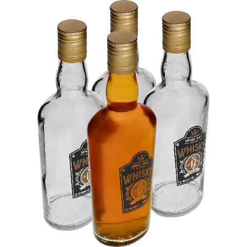 Flasche 0,5 L, mit Schraubverschluss, Aufdruck "Whisky" - 4 St.  - 1 ['Flasche selbstgemachter Whiskey', ' Whiskeyflasche', ' Glasflasche mit Schraubverschluss', ' Flasche mit Schraubverschluss', ' Glasflasche 500 ml', ' Flasche 0', '5 L', ' Flaschen mit Aufdruck', ' Flasche mit Aufdruck']