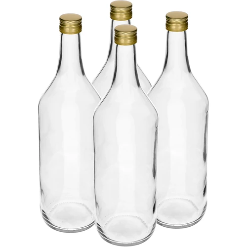 Flasche 1 L mit Schraubverschluss - 4 St.  - 1 ['Schnapsflasche', ' Schnapsflaschen', ' Schnapsflasche 1 L', ' durchsichtige Flasche', ' Flaschen 1000 ml', ' durchsichtige Flasche mit Schraubverschluss', ' Flasche für Saft', ' Flasche mit Schraubverschluss', ' Flaschen mit Schraubverschlüssen', ' Flaschen für edle Tropfen']