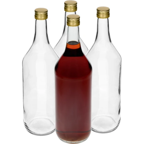 Flasche 1 L mit Schraubverschluss - 4 St. - 2 ['Schnapsflasche', ' Schnapsflaschen', ' Schnapsflasche 1 L', ' durchsichtige Flasche', ' Flaschen 1000 ml', ' durchsichtige Flasche mit Schraubverschluss', ' Flasche für Saft', ' Flasche mit Schraubverschluss', ' Flaschen mit Schraubverschlüssen', ' Flaschen für edle Tropfen']