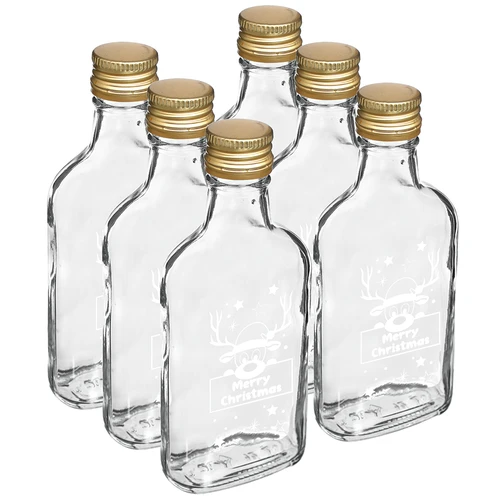 Flasche 200 ml mit Schraubverschluss, Aufdruck Weihnachtsrentier, 6 St. - 2 ['Flasche', ' Flaschen', ' Flasche mit Aufdruck', ' Weihnachtsflasche', ' Flasche für Weihnachten', ' Flasche für Liköre', ' Flasche für Selbstgebrannten', ' Flasche für Alkohol', ' Glasflasche mit Schraubverschluss', ' Flasche 200 ml mit Schraubverschluss', ' Flachmann-Flasche', ' Set für Weihnachten', ' Flasche unter den Weihnachtsbaum', ' edle Tropfen für Weihnachten', ' kleine dekorative Flasche ', ' Merry Christmas', ' Weihnachtsgeschenk']