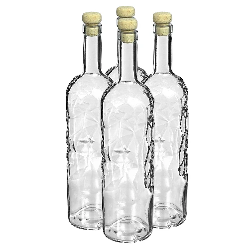 Flasche Eisland 1 L mit Korken, 4 St.  - 1 ['Glasflasche', ' Alkoholflasche', ' Dekoflasche', ' 1L Flasche', ' Weinflasche', ' Weinflasche', ' Tinkturflasche', ' Saftflasche', ' Geschenk']