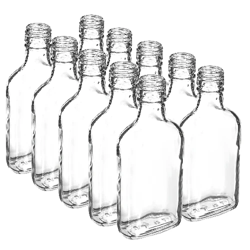 Flasche für Liköre Flachmann-Flasche 200 ml - 10 St.  - 1 ['Flachmann-Flasche', ' Glasflasche', ' Flasche für hausgemachte Liköre', ' Glasflaschen', ' Flaschen 200 ml', ' 10 Stück', ' flaschen mit Schraubverschluss', ' kleine Flaschen', ' Glasflaschen']