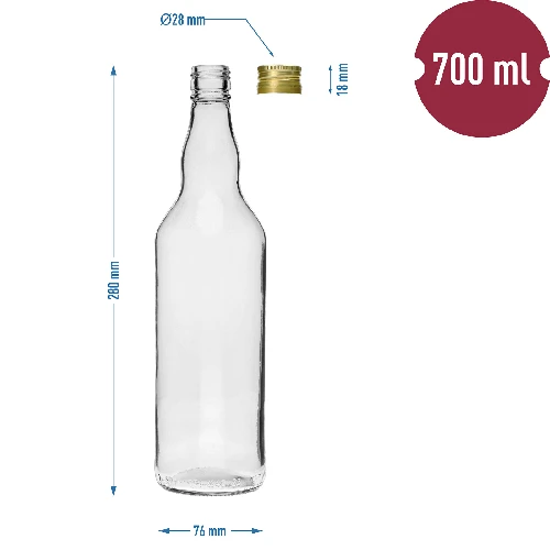 Flasche „Monopol” 700 ml - 4 St. - 6 ['klassische Flaschen', ' klassische Flasche', ' Flasche mit Schraubverschluss', ' Flaschen mit Schraubverschlüssen', ' Flaschen 700 ml', ' Flasche 700 ml', ' Alkoholflaschen', ' Flaschen für Säfte', ' verschraubbare Flaschen', ' Flaschen mit Schraubverschluss']