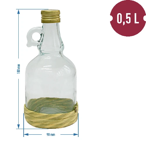 Gallone 0,5 l Flasche mit Geflecht, mit Schraubver - 2 ['Alkoholflasche', ' dekorative Alkoholflaschen', ' Glasflasche für Alkohol', ' Flaschen für Selbstgebrannten für die Hochzeitsfeier', ' Flasche für Likör', ' Wodkaflaschen', ' Wodkaflasche Hochzeitsfeier', ' Weinflasche', ' Weinflaschen']