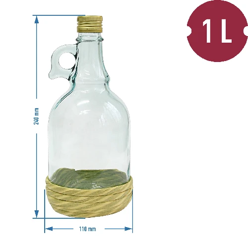 Gallone 1,0 l Flasche mit Geflecht, mit Schraubver - 3 ['Alkoholflasche', ' dekorative Alkoholflaschen', ' Glasflasche für Alkohol', ' Flaschen für Selbstgebrannten für die Hochzeitsfeier', ' Flasche für Likör', ' Wodkaflaschen', ' Wodkaflasche Hochzeitsfeier', ' Weinflasche', ' Weinflaschen']