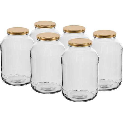 Glas 2000ml Multipack 6 Stck., Deckel Gold  - 1 ['Gläser', ' Glas', ' Glas mit Schraubverschluss', ' Glas für Salzgurken', ' Glas für Gurken', ' Glas für Liköre']