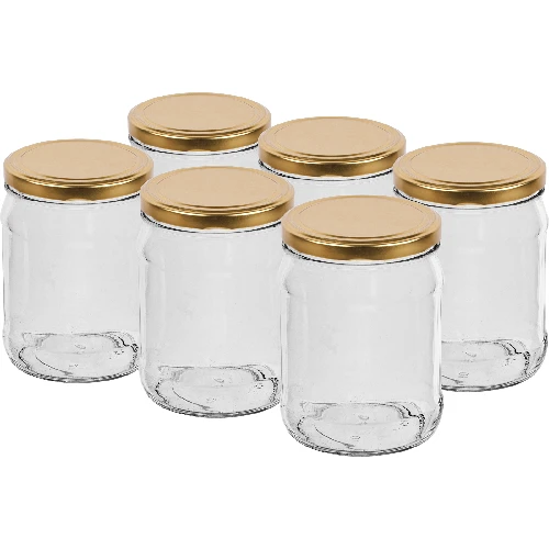 Glas 500 ml mit Deckel - Multipack 6 Stck.  - 1 ['Gläser', ' kleine Gläser', ' kleines Glas', ' Glas mit Schraubverschluss', ' Gläser für Einmachprodukte', ' Einmachglas', ' Einmachgläser', ' Gläser für Gewürze', ' Glas für Marmelade', ' Glas für Konfitüre', ' Glas für Honig', ' kleines Glas für Honig ']