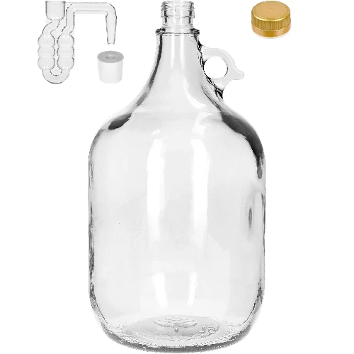 Glasballon 5 L mit Schraubverschluss, Stöpsel und horizontalem Röhrchen – Set von 4 Stück - 2 ['Glasballon', ' Glasballon für Wein', ' Glasballon 5 L', ' Ballon 5 L', ' Ballon', ' Flasche Glasballon 5 L', ' Ballon für Wein', ' Glasballon für Selbstgebrannten']