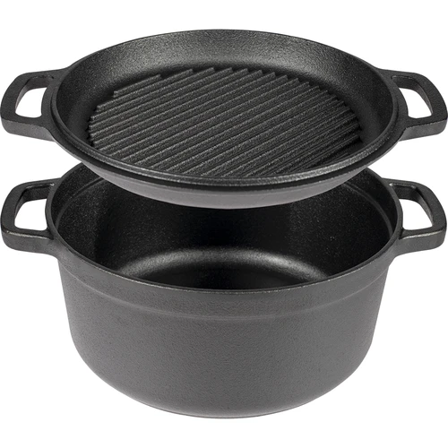 Gusseisen-topf mit pfanne, 5 L + 1 L  - 1 ['Topf und Pfanne', ' 2 in 1', ' Gusseisentopf', ' Gusseisenpfanne', ' Gusseisenpfanne', ' Kochgeschirrset aus Gusseisen', ' zum Kochen', ' Braten', ' Backen', ' fürs Feuer', ' Grillpfanne']