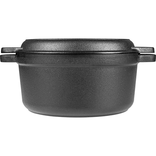 Gusseisen-topf mit pfanne, 5 L + 1 L - 5 ['Topf und Pfanne', ' 2 in 1', ' Gusseisentopf', ' Gusseisenpfanne', ' Gusseisenpfanne', ' Kochgeschirrset aus Gusseisen', ' zum Kochen', ' Braten', ' Backen', ' fürs Feuer', ' Grillpfanne']