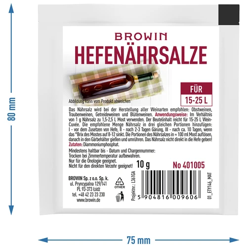 Hefenährsalze - 10g - 2 ['Nährstoff für Hefen', ' Weinmedium', ' Stickstoff- und Phosphorquelle für Hefen', ' mineralischer Nährstoff']