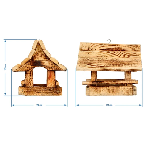 Hölzerner Futterhäuschen für Vögel, geflammt, Berghütte - 6 ['Vogelhäuschen ', ' Futterhaus für Vögel', ' Fütterung von Vögeln', ' Futterhäuschen aus Holz', ' geflammtes Futterhäuschen']