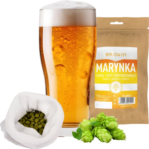 Hopfen Marynka - Pellets 50 g - 3 ['Bierhopfung', ' Hopfen für Bier', ' Hopfen Alpha-Säuren', ' Bier', ' Hausgebrautes Bier', ' Bier brauen', ' wie man Bier macht', ' welcher Hopfen für Bier', ' welchen Hopfen wählen', ' Hopfen in Pellets', ' Hopfenpellets', ' Hopfen Marynka']