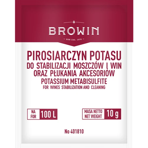 Kaliumpyrosulfit 10 g  - 1 ['Kaliummetabisulfit für Wein', ' Kaliummetabisulfit Desinfektion', ' Kaliummetabisulfit für die Desinfektion', ' Stabilisierung von Wein']