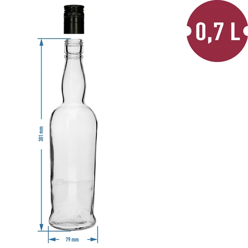 Kapitänsflasche, 700 ml mit Schraubverschluss - 6 St. - 5 ['Whiskeyflasche', ' Glasflasche', ' Flasche für hausgemachten Wein', ' durchsichtige Flasche', ' Flasche mit Schraubverschluss', ' Flasche 700 ml']