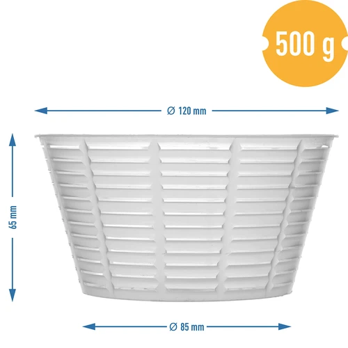 Käseform für Ricotta, fi 8,5/12 für 500 g - 4 ['Form für Ricotta', ' Form für Ricotta-Käse', ' Käse', ' Käseherstellung', ' wie macht man Käse', ' Käseform', ' selbstgemachter Käse', ' hausgemachter Käse', ' Form für Weichkäse', ' für Quark', ' für Labkäse', ' Käseform in Kegelform', ' Quark und Labkäse in Kegelform', ' hausgemachter Quark']