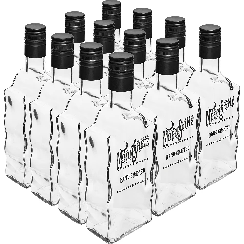 Klosterflasche, 0,5 L, mit Schraubverschluss, Aufdruck "Moonshine" - 12 St. - 2 ['bedruckte Flasche', ' Mondschein', ' Tinkturflasche', ' Wodkaflasche', ' Wodkaflasche', ' Dekoflasche', ' 500 ml Flasche', ' Glasflasche', ' Hochzeitsflasche', ' Schraubverschlussflasche', ' Mondlicht', ' Braune Flaschen', ' Superflasche']