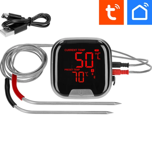 Küchenthermometer mit Bluetooth, 2 Sonden  - 1 ['Küchenthermometer', ' Lebensmittelthermometer', ' zum Kochen', ' zum Räuchern', ' zum Backen', ' Fleischthermometer', ' Kuchenthermometer', ' Thermometer mit Bluetooth', ' universelles Thermometer', ' bestes Küchenthermometer', ' Thermometer mit Sonde', ' Thermometer mit App', ' Geschenkidee']