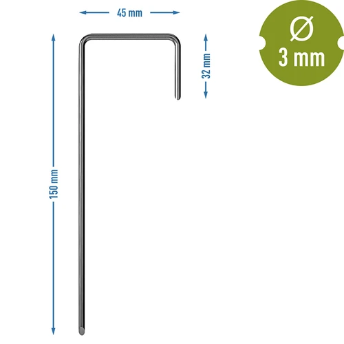 L-Bodenanker für Agrofaser, Stahl - 100 Stück - 7 ['für die Befestigung von Agrofasern', ' Bodenanker für Agrofaser', ' Erdanker für Agrofaser', ' L-Bodenanker', ' für Maulwurfsnetze', ' Bolzen für Agrofaser']